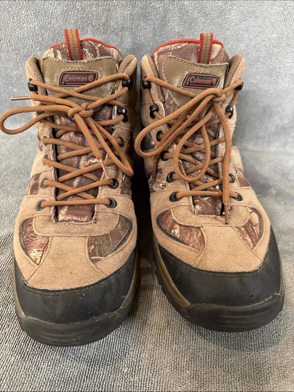 Coleman Camo-Tan Suede Outdoor Hiking Trail Hunting Mid Height Boots Size 13